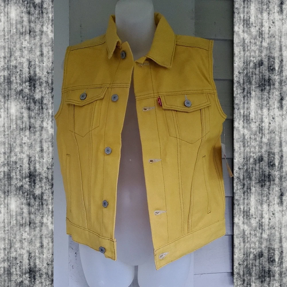 Levis rigid denim brite yellow trucker vest Old Skool Styley Kids Sz